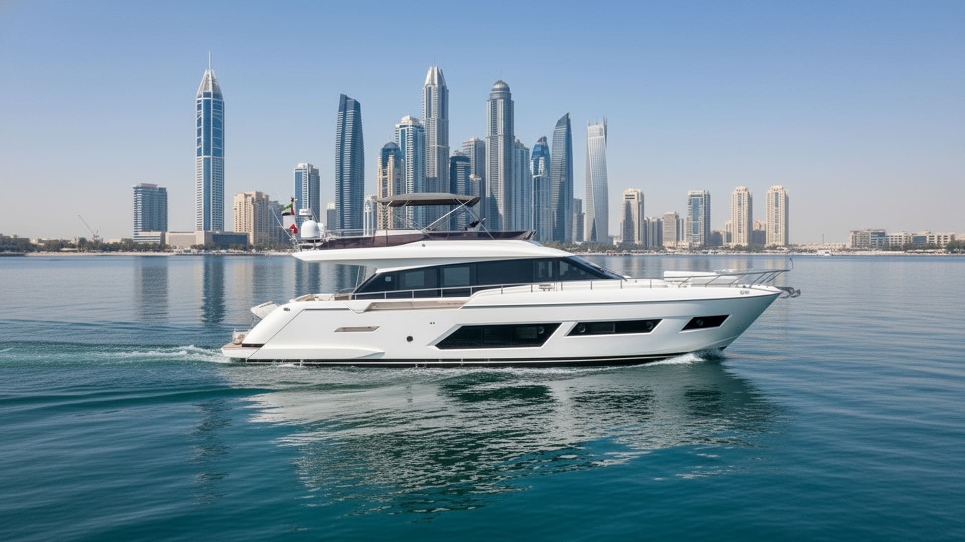 Moonlight Lady 67 ft aerial view, premium Dubai yacht rental