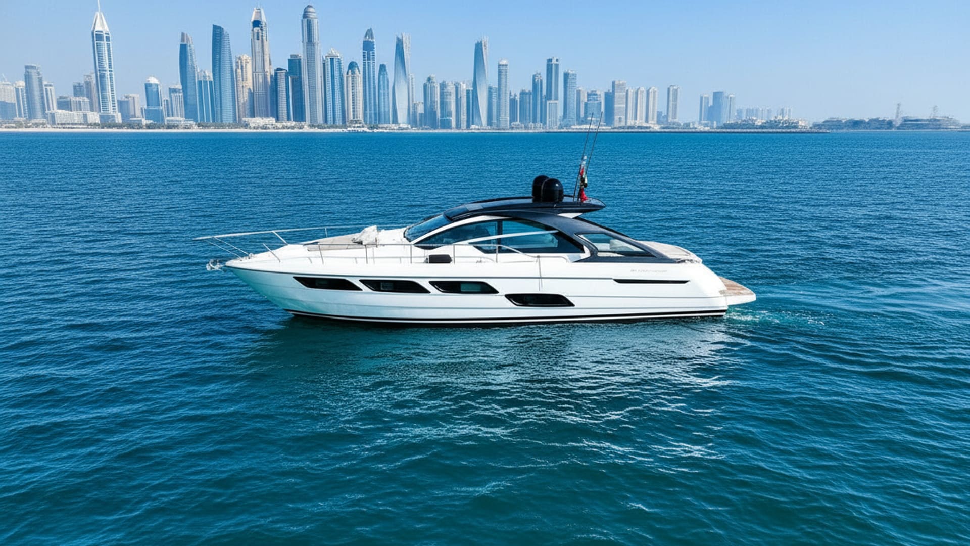 Coral Champion 52 ft luxury yacht cruising Dubai Marina
