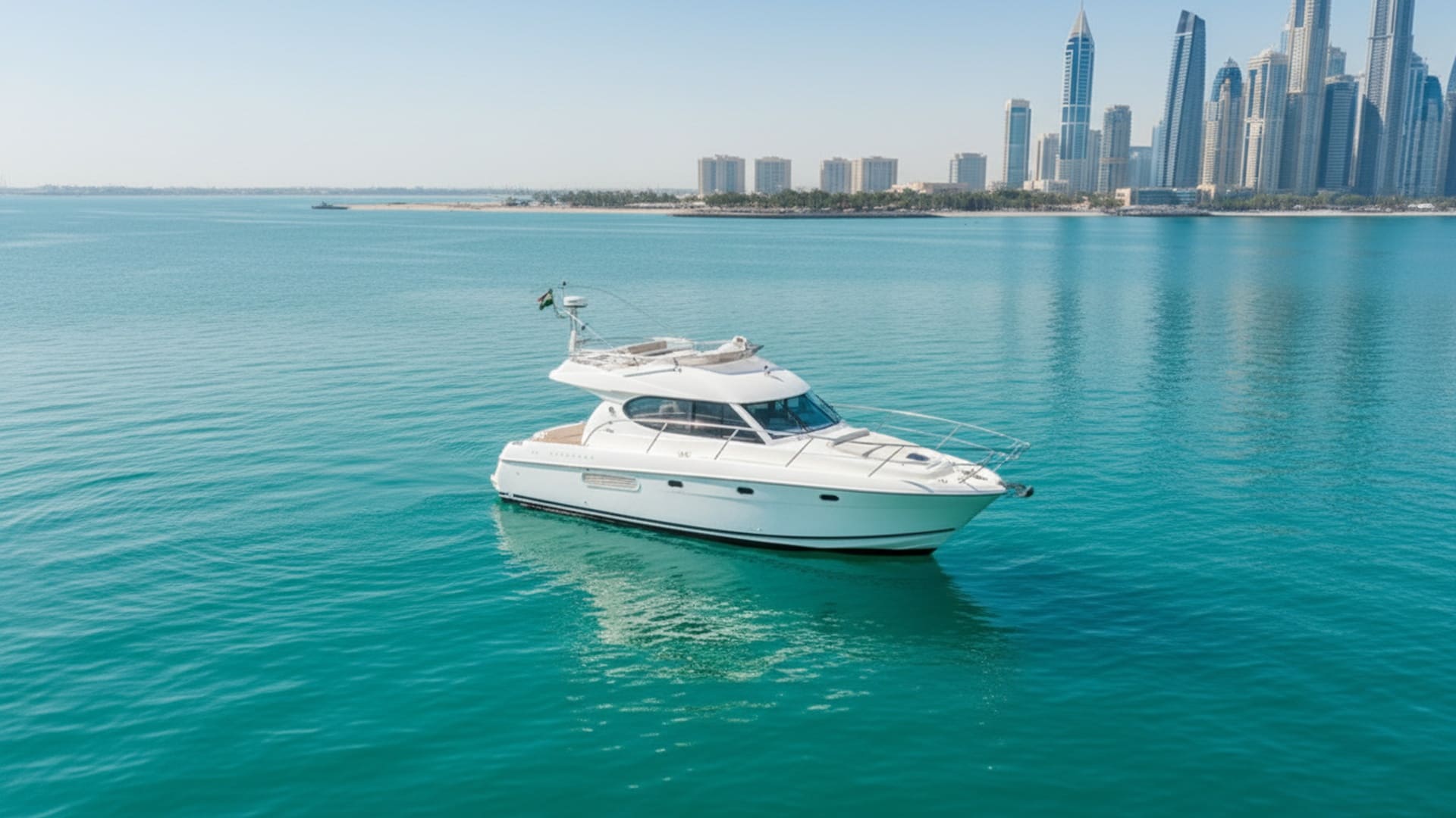 Aerial view of Wave Wind 32 ft yacht in Dubai