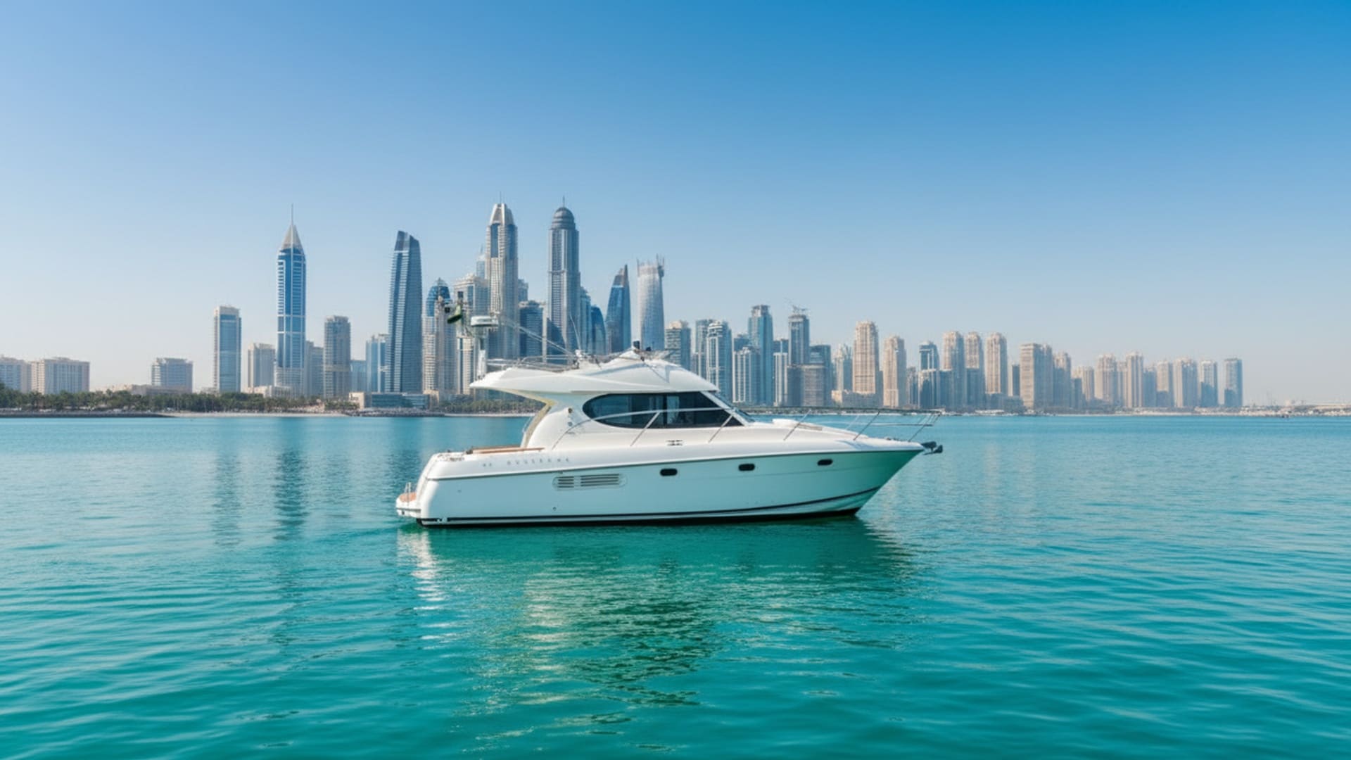 Wave Wind 32 ft luxury yacht cruising Dubai Marina