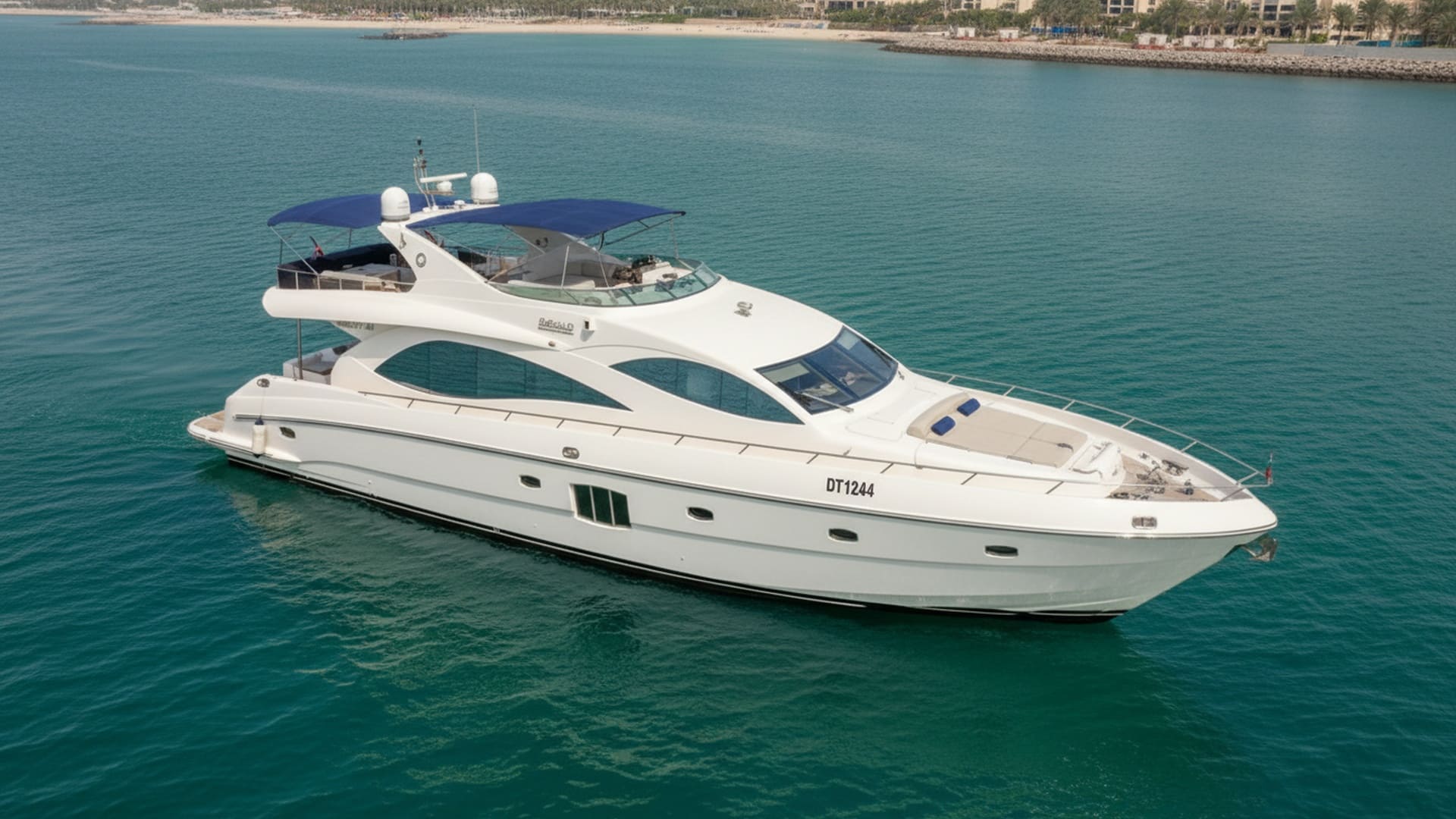 Azure Treasure 88 ft premium yacht aerial view, Dubai