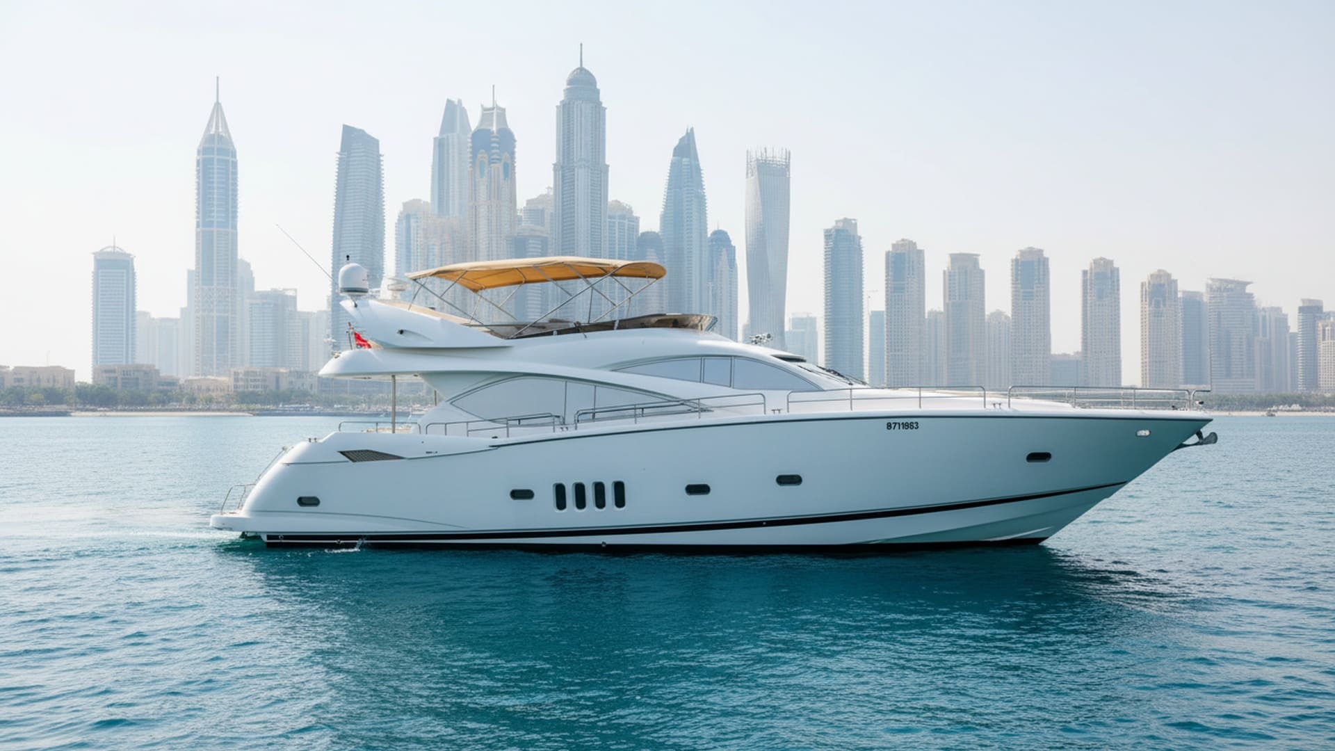 Platinum Queen 82 ft luxury yacht docked in Dubai Marina