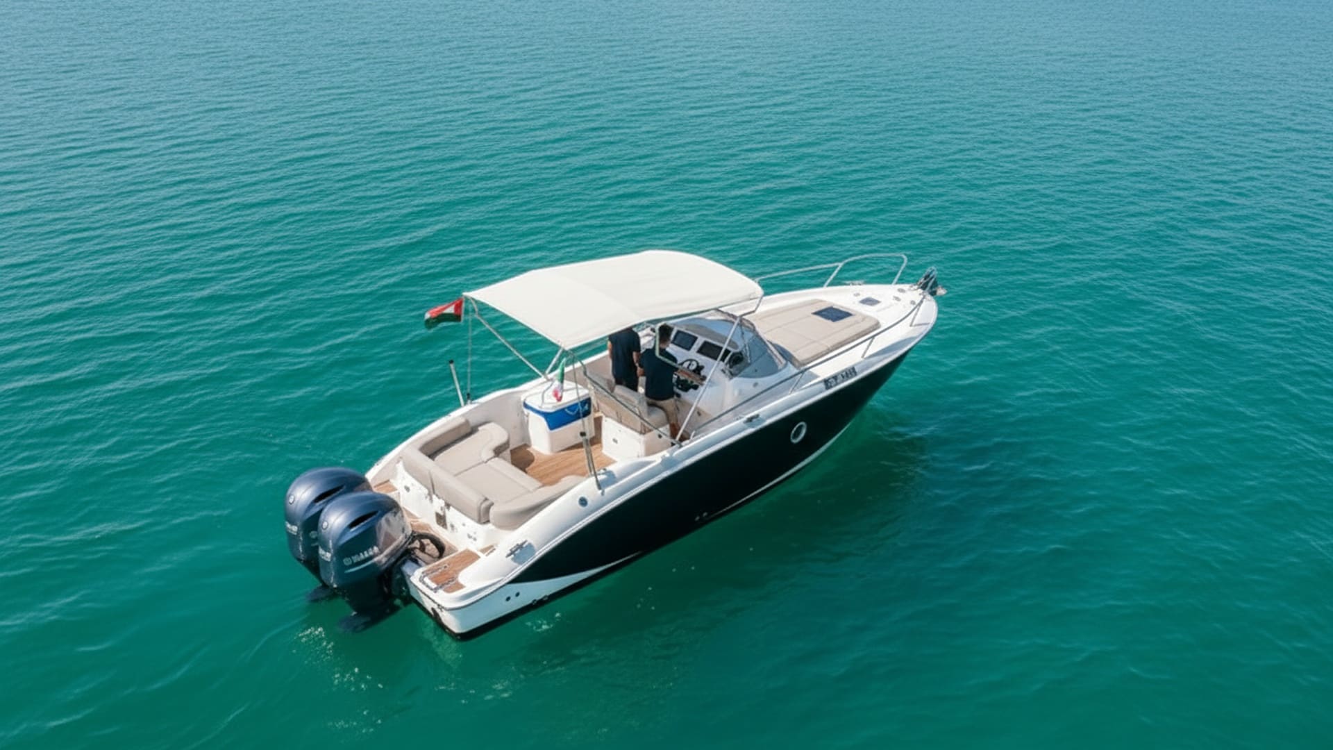 Aerial view of Breeze Crown 27 ft yacht in Dubai